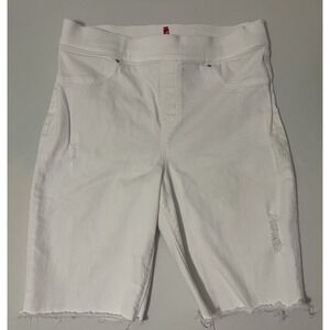 Spanx Shorts Women's Sz L White Distressed Frayed Hem Stretch‎